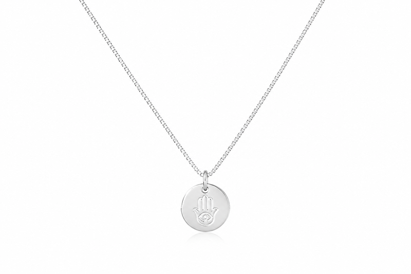 Colar Medalha Mão de Fátima Prata 925