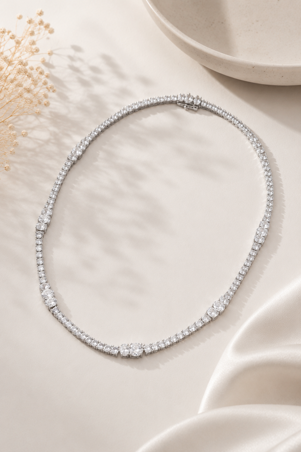 Colar Riviera Royale Cristal Ródio Branco