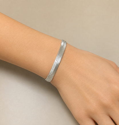 Pulseira Laminada 9mm Ródio Branco