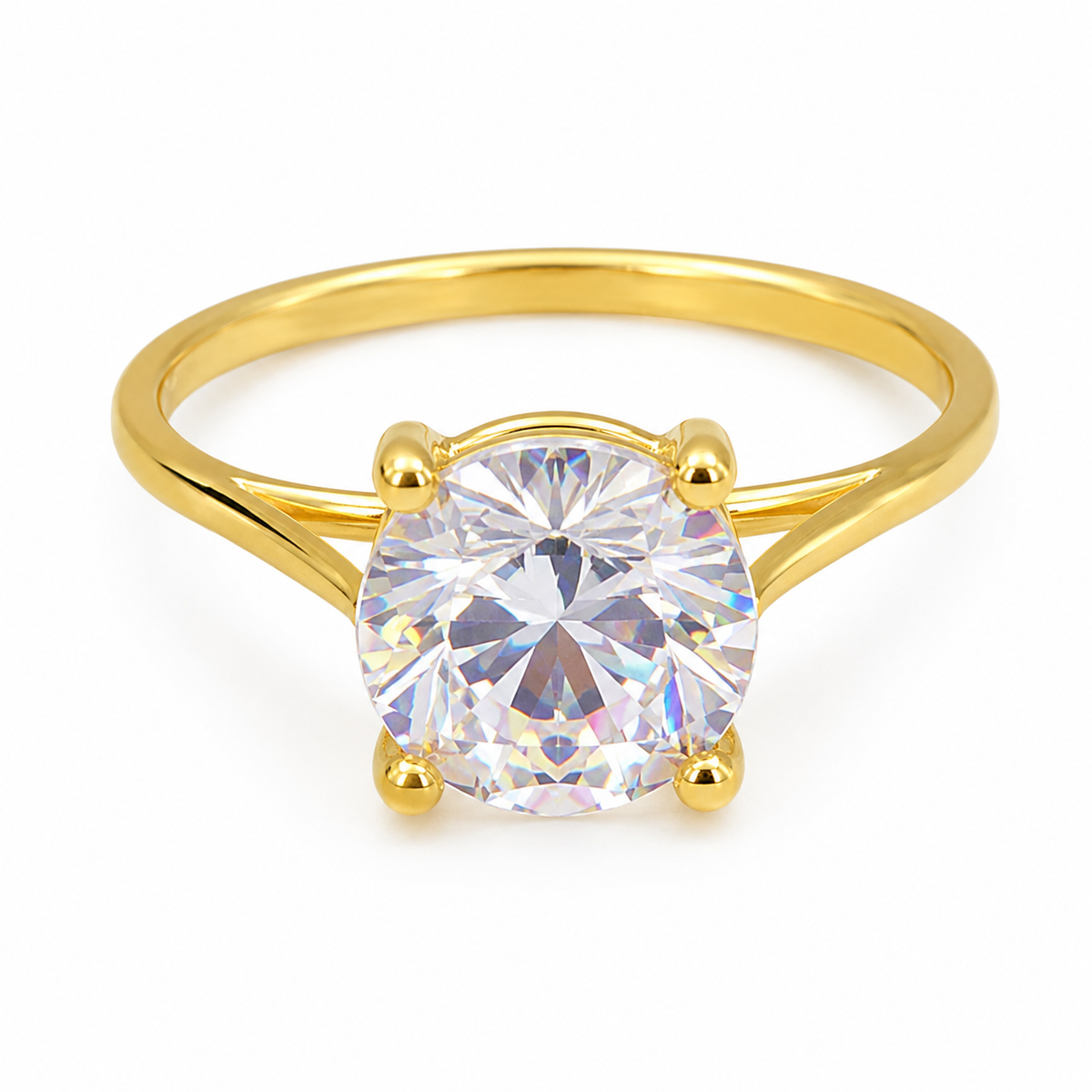 Anel Solitário Zircônia Redonda Ouro 18k
