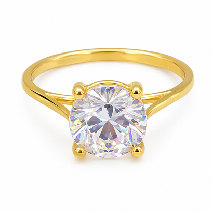 Anel Solitário Zircônia Redonda Ouro 18k