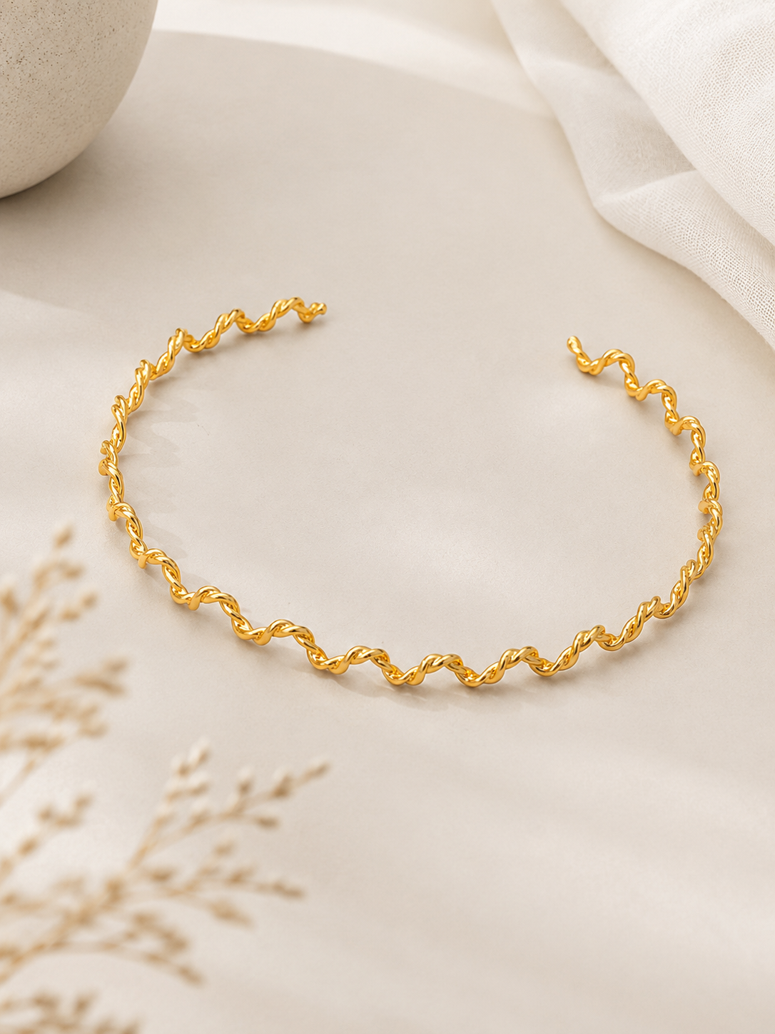 Choker Aro Ondinhas Torcida Ouro 18k
