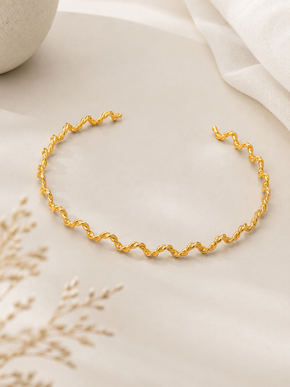Choker Aro Ondinhas Torcida Ouro 18k