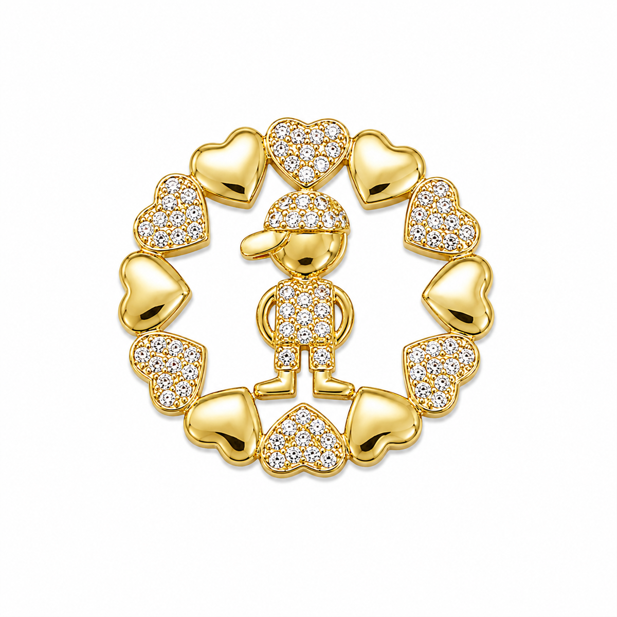 Pingente Mandala Cravejada Menino Ouro 18k