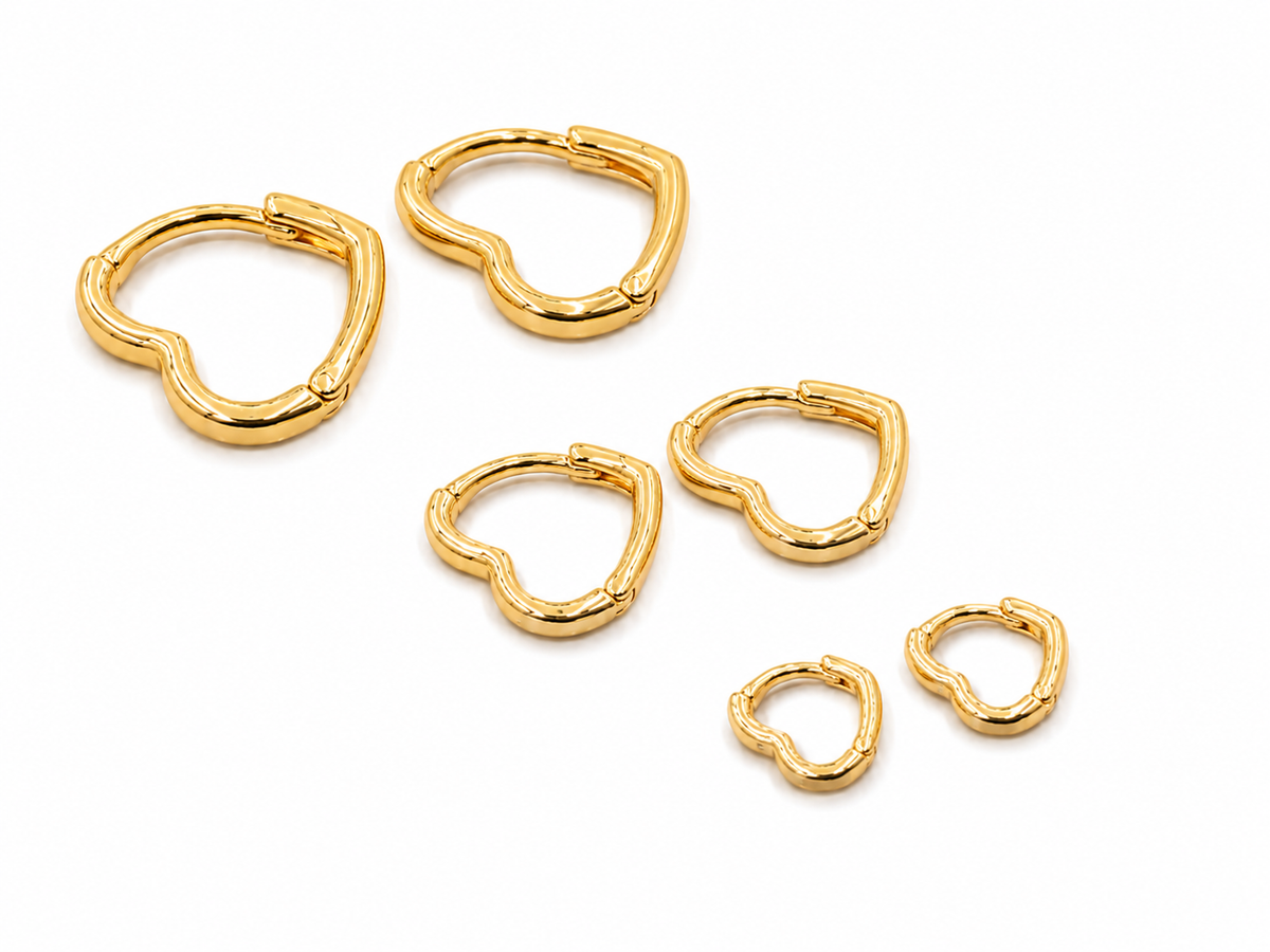 Brinco Argola Coração Liso Ouro 18k