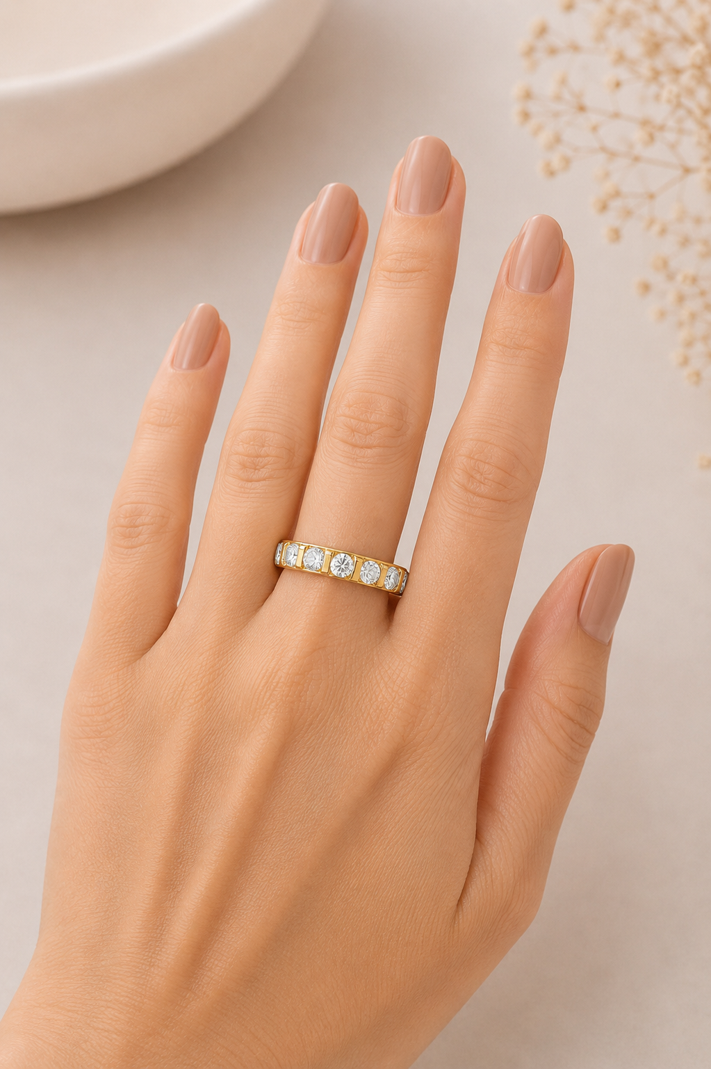 Anel Rainbow Cristal Ouro 18k