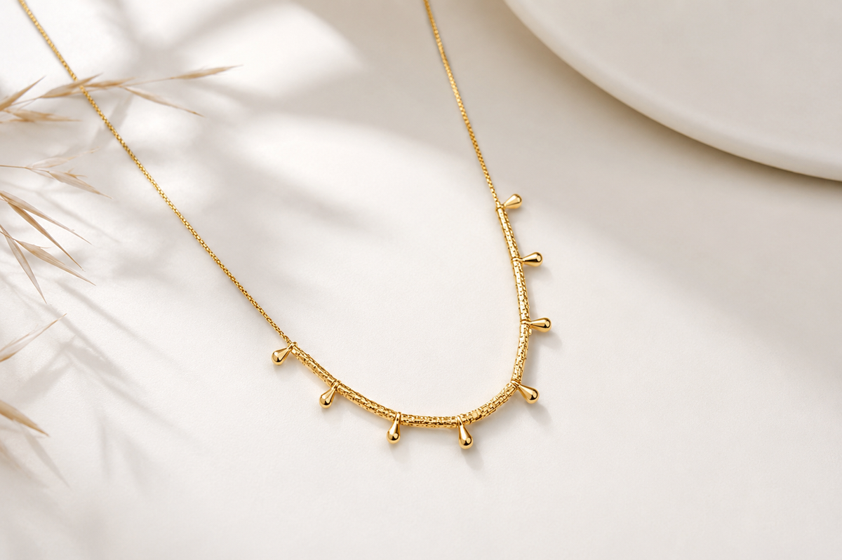 Colar Canutilho Fosco com Gotinha Ouro 18k