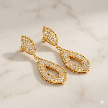 Brinco Glamour Cravejado Ouro 18k