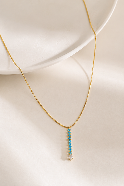 Colar Elegance Azul Tiffany Ouro 18k