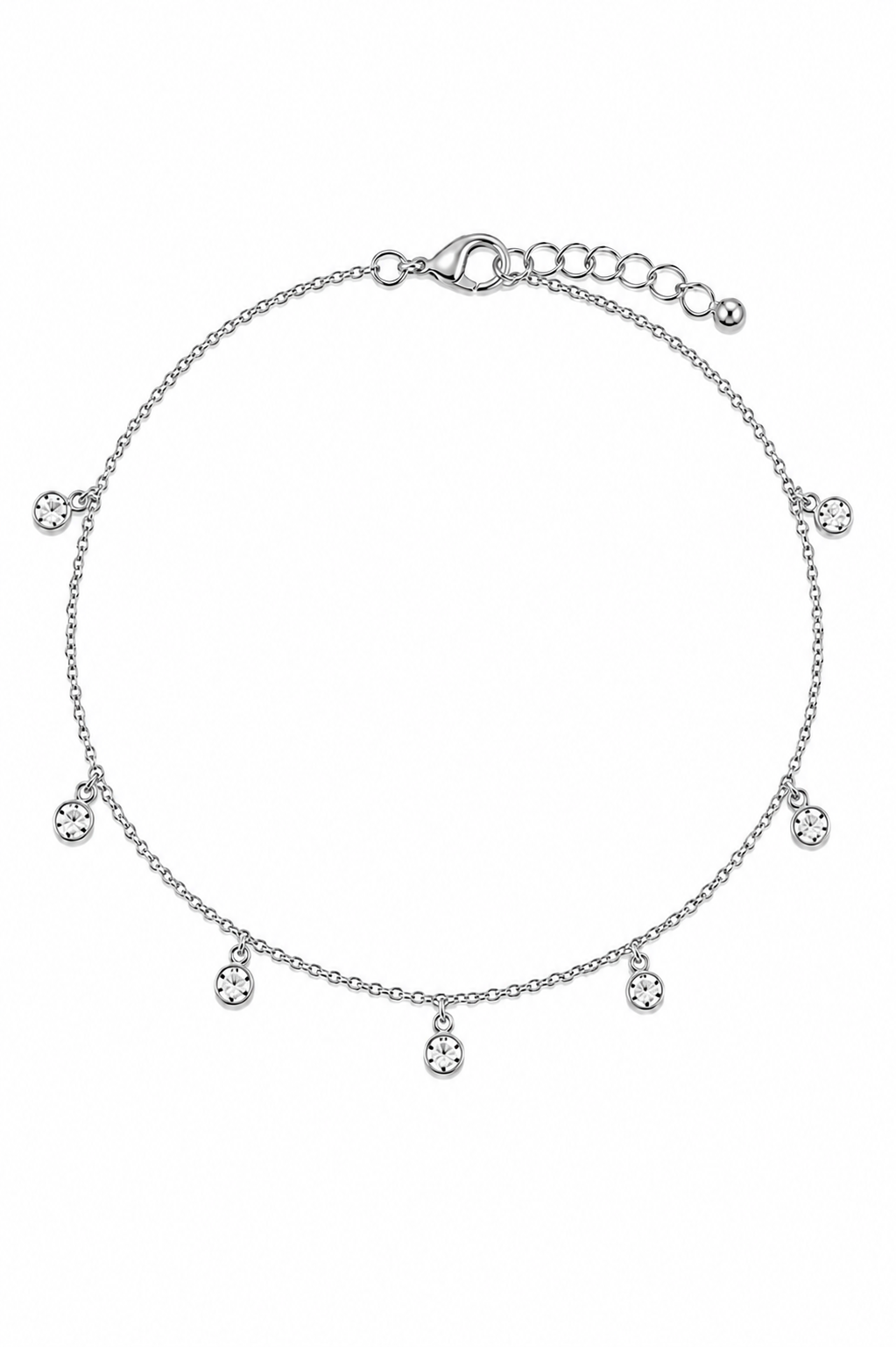 Tornozeleira Elo Cartier com Ponto de Luz Ródio Branco