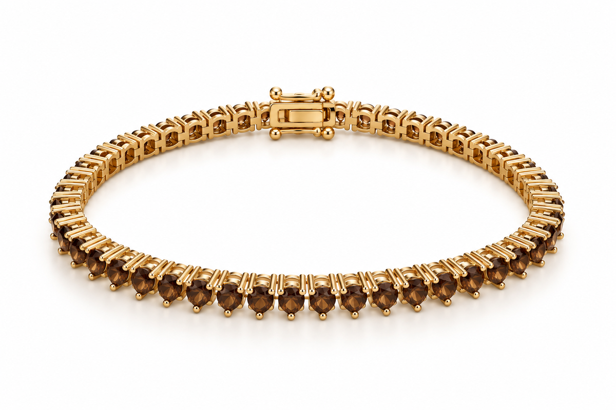 Pulseira Riviera Três Pontas Chocolate Ouro 18k