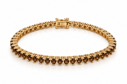 Pulseira Riviera Três Pontas Chocolate Ouro 18k