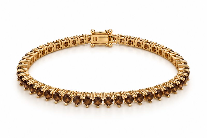 Pulseira Riviera Três Pontas Chocolate Ouro 18k
