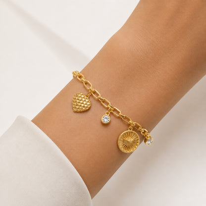 Pulseira Elo Oval com Pendurados Espírito Santo Ouro 18k