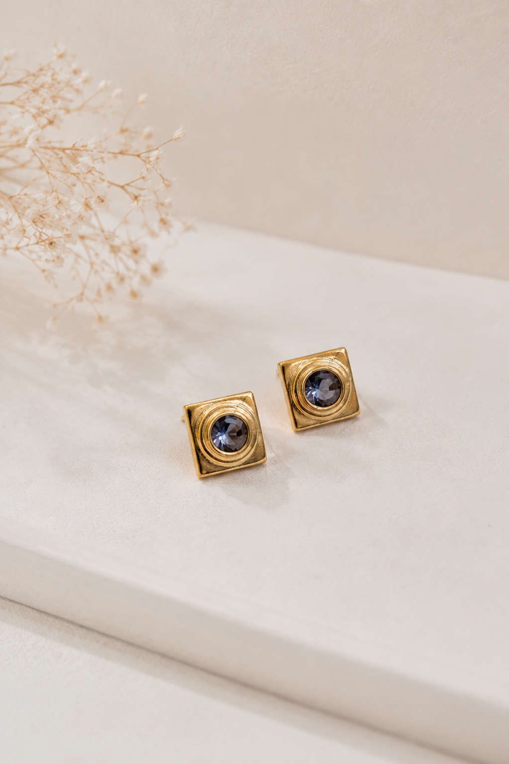 Brinco Quadrado Ametista Ouro 18k