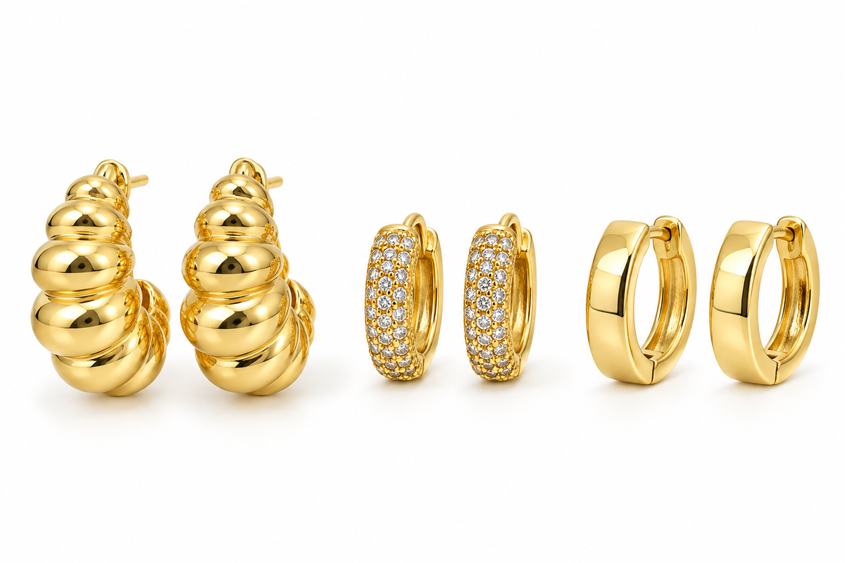 Trio Maxi Croissant Ouro 18k