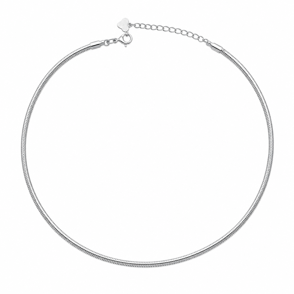 Colar Choker Fio Alemão 2mm Ródio Branco