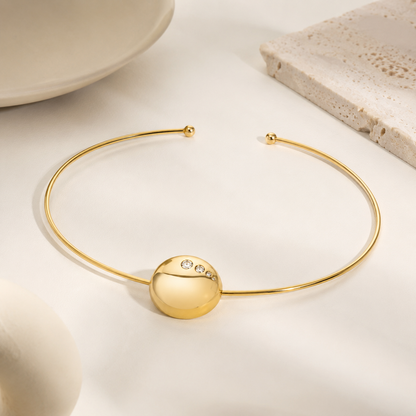 Choker Aro Botão Cravejado Ouro 18k