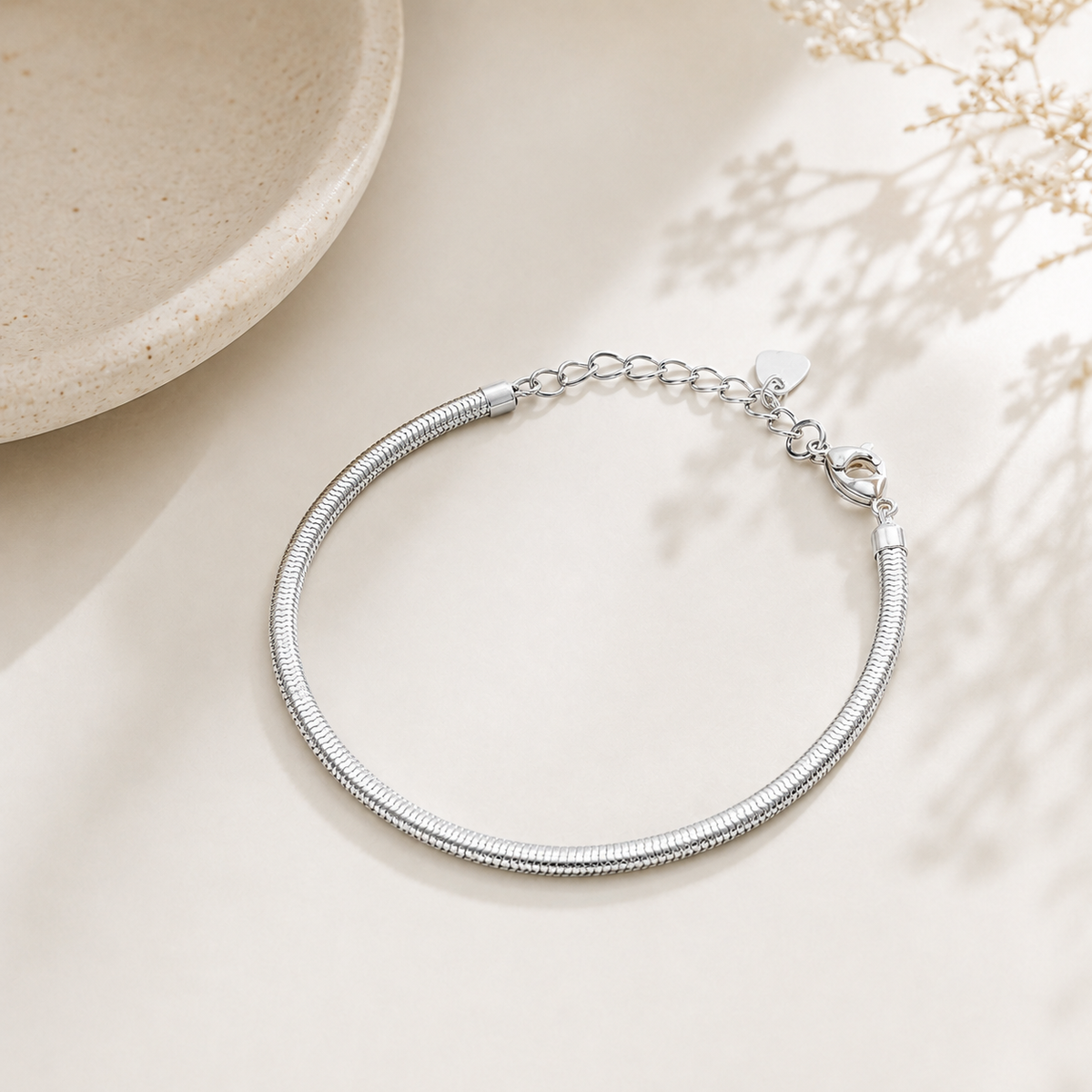 Pulseira Fio Alemão 3mm Ródio Branco