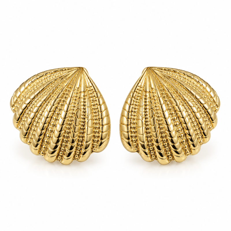 Brinco Concha Trabalhada Ouro 18k