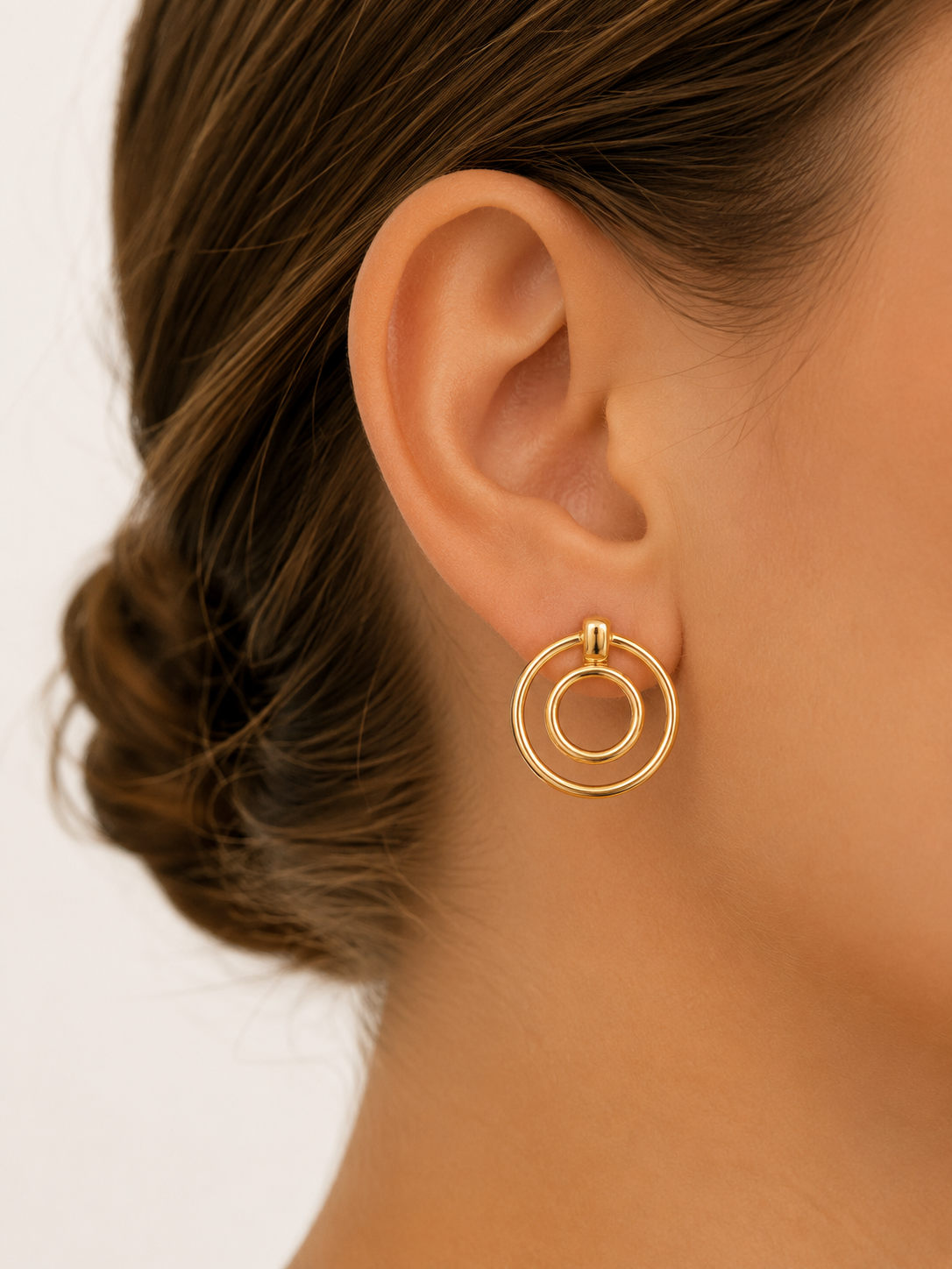 Brinco Dois Círculos Ouro 18k