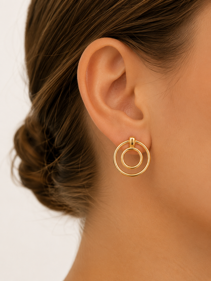 Brinco Dois Círculos Ouro 18k