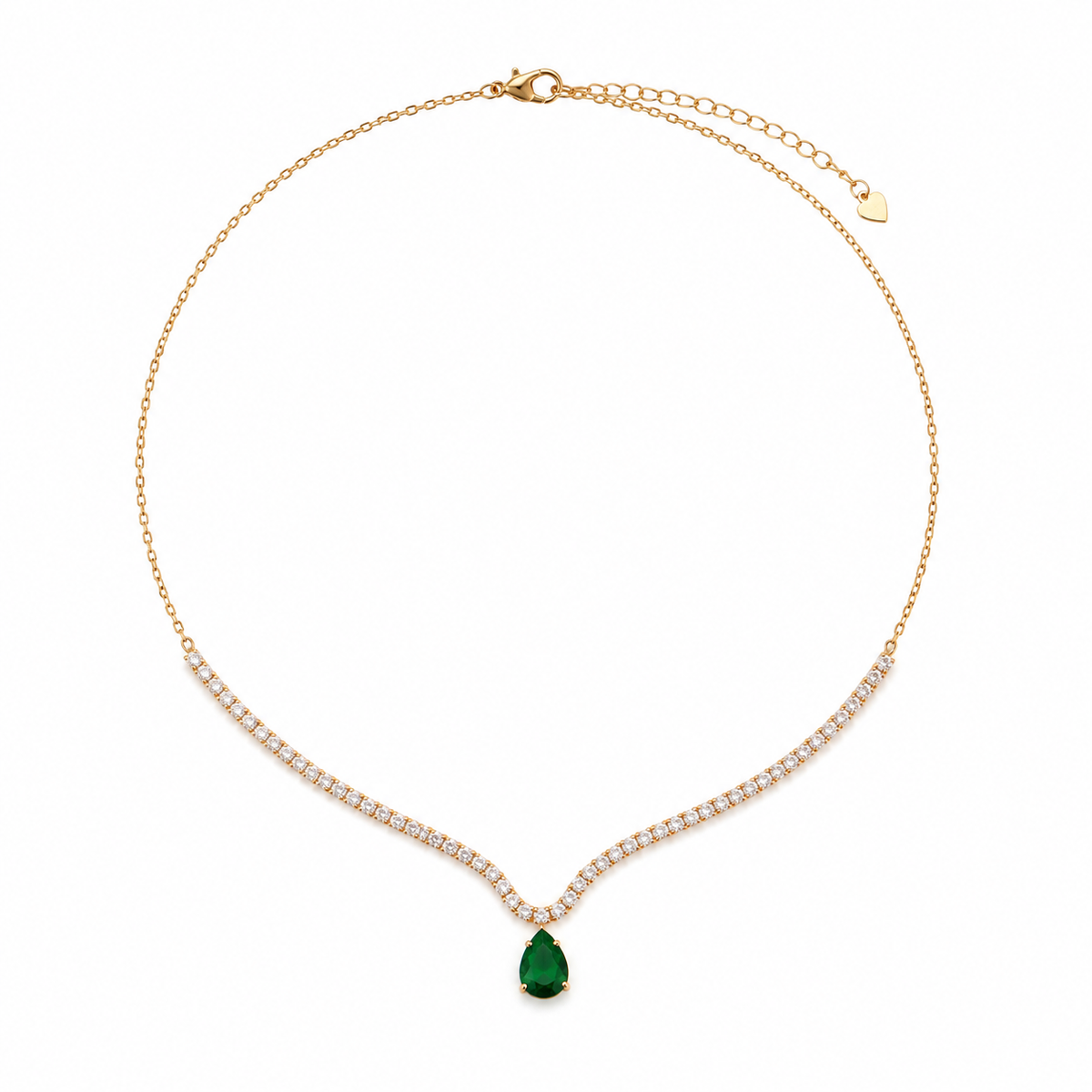 Choker Riviera com Gota Esmeralda Ouro 18k