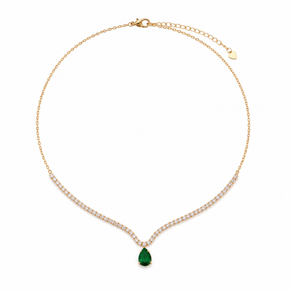 Choker Riviera com Gota Esmeralda Ouro 18k