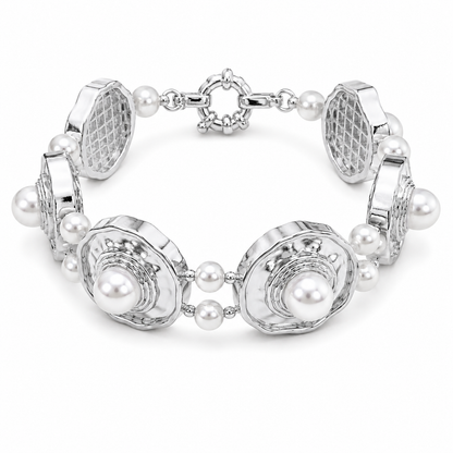 Pulseira Majestade Pérola Ródio Branco