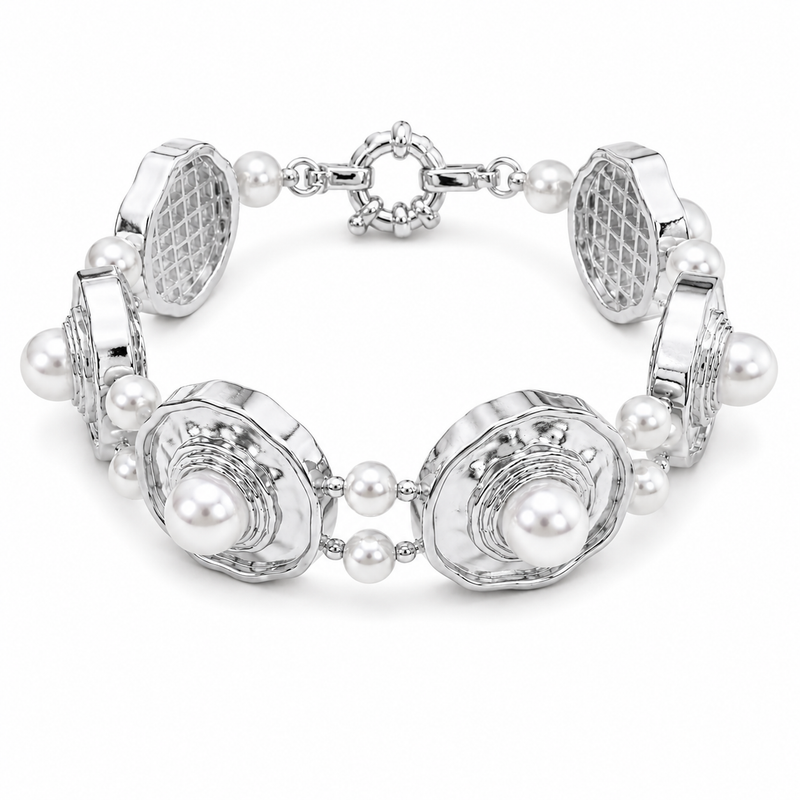 Pulseira Majestade Pérola Ródio Branco