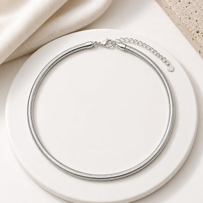 Colar Choker Fio Alemão 5mm Ródio Branco