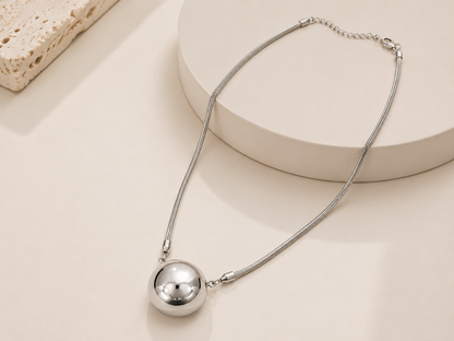 Colar Fio Alemão Esfera Ródio Branco