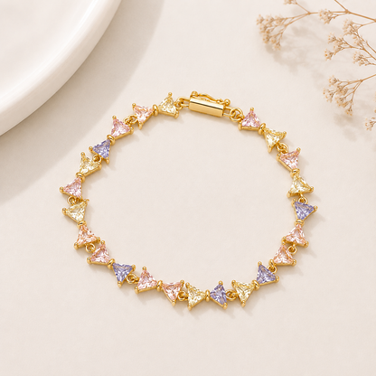 Pulseira Laço em Zircônias Colors Pastel Ouro 18k