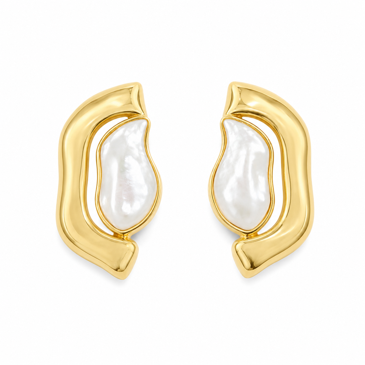 Brinco Orgânico Madre Pérola Ouro 18k