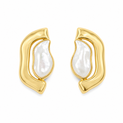 Brinco Orgânico Madre Pérola Ouro 18k