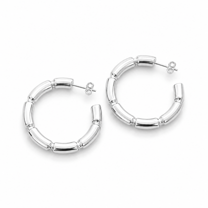 Brinco Argola Trabalhada Ródio Branco