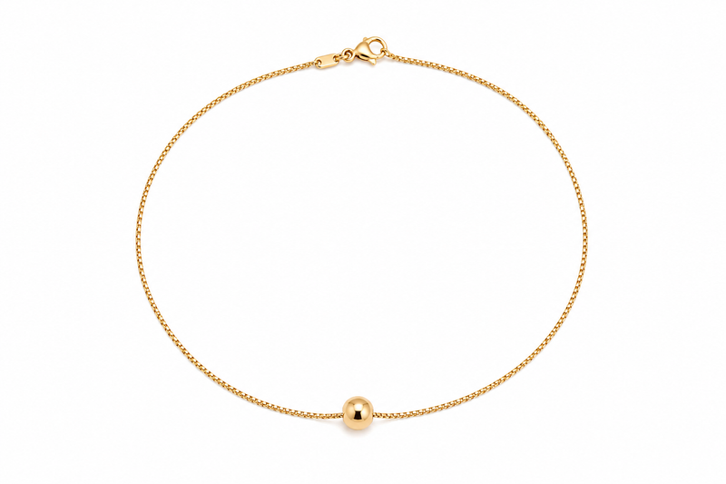 Tornozeleira Veneziana com Esfera Ouro 18k