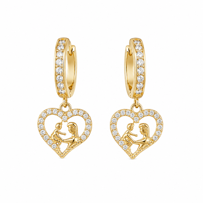 Brinco Argola Cravejada Mãe/Filho Ouro 18k