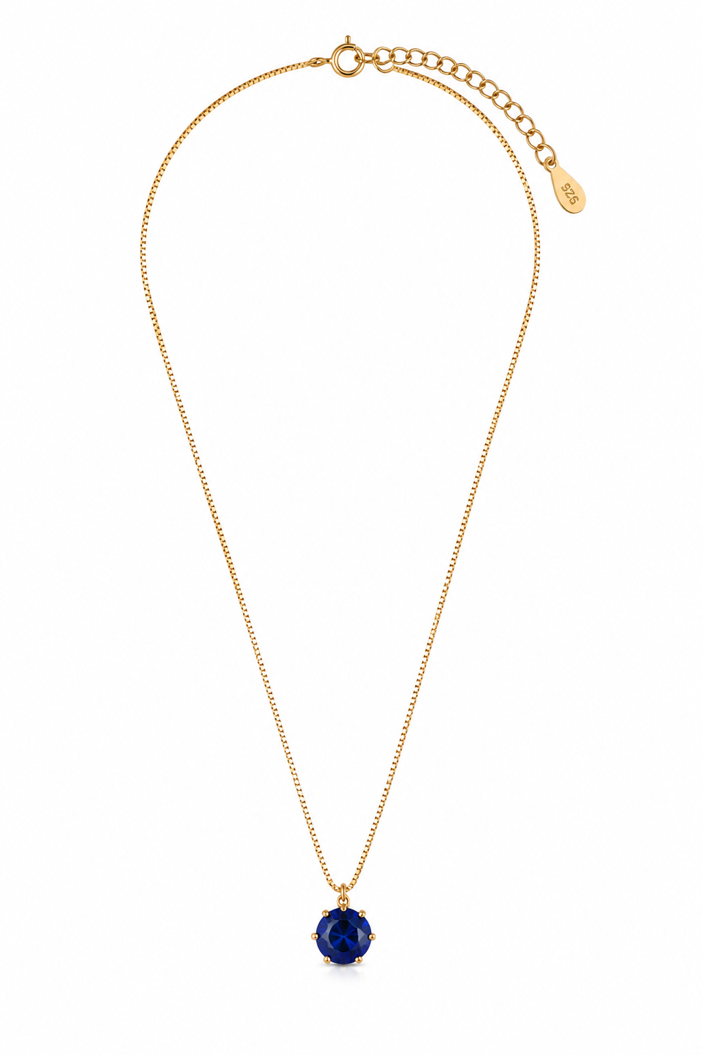 Colar Ponto de Luz Zircônia Safira Ouro 18k
