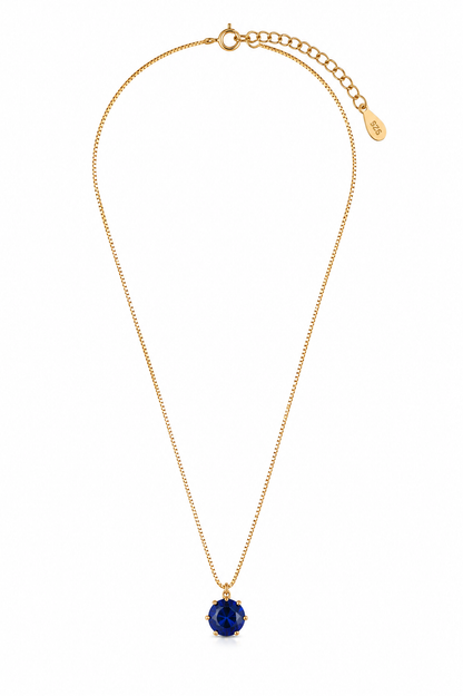 Colar Ponto de Luz Zircônia Safira Ouro 18k