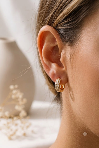 Brinco Argola Treviso Cravejada Ouro 18k