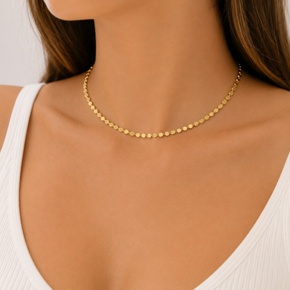 Choker Esfera Achatada Diamantada G Ouro 18k