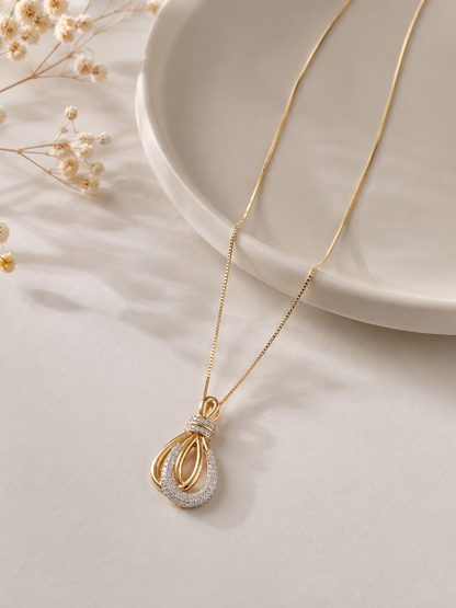Colar Nuance Gota Dupla Cravejada Ouro 18k