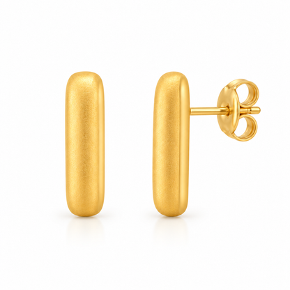 Brinco Retangular Acetinado Ouro 18k