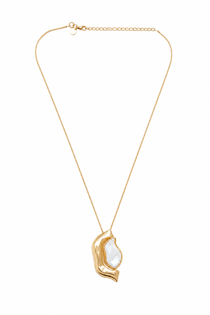 Colar Orgânico Madre Pérola Vertical Ouro 18k