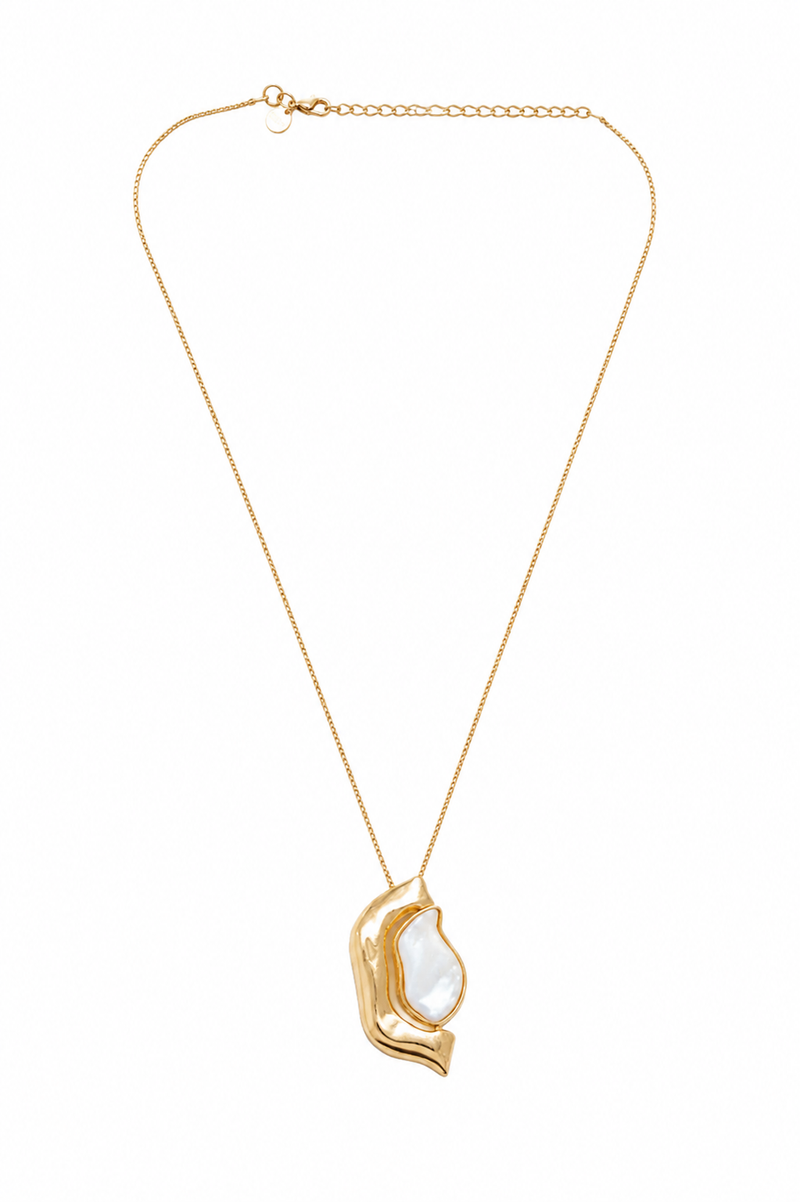 Colar Orgânico Madre Pérola Vertical Ouro 18k