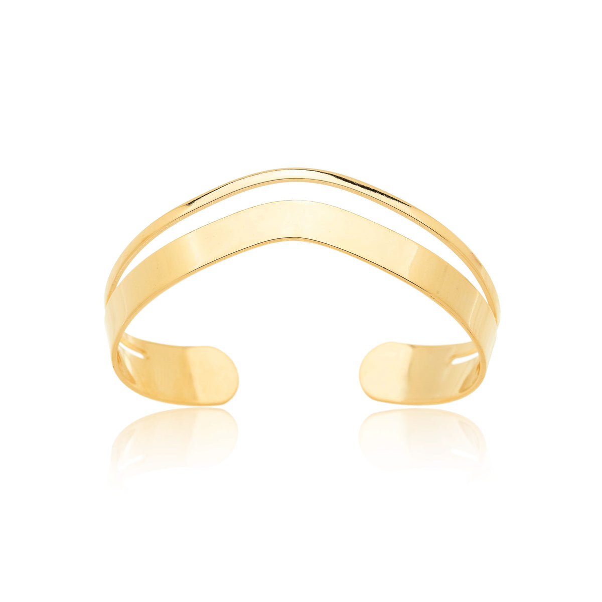 Bracelete Vazado Curvo Folheado em Ouro 18K