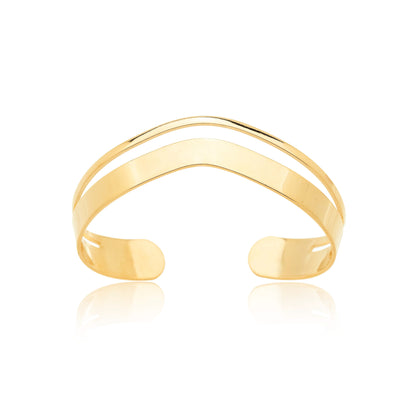 Bracelete Vazado Curvo Folheado em Ouro 18K