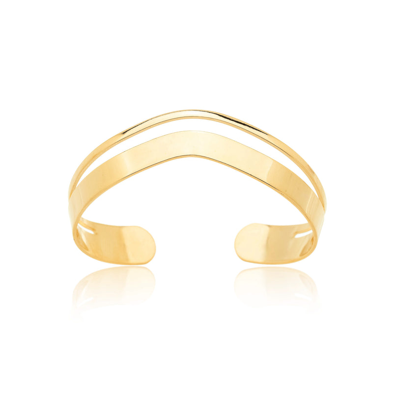 Bracelete Vazado Curvo Folheado em Ouro 18K