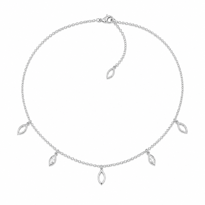 Choker Cartier Losango Vazado com Losango Zircônia Ródio Branco